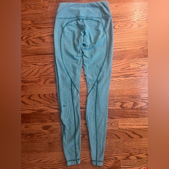 Lululemon Wunder Under Pant Leggings Wee Stripe Heathered Teal - Picture 7 of 8